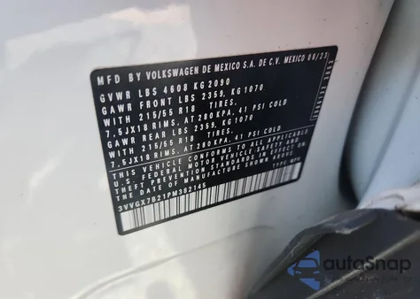 2023 Volkswagen Taos S from USA, damaged, VIN 3VVGX7B21PM382145